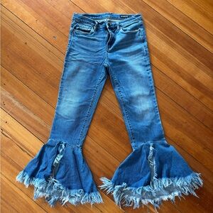Blank NYC Women's Fray Ruffle Hem Flared Jeans Size 27